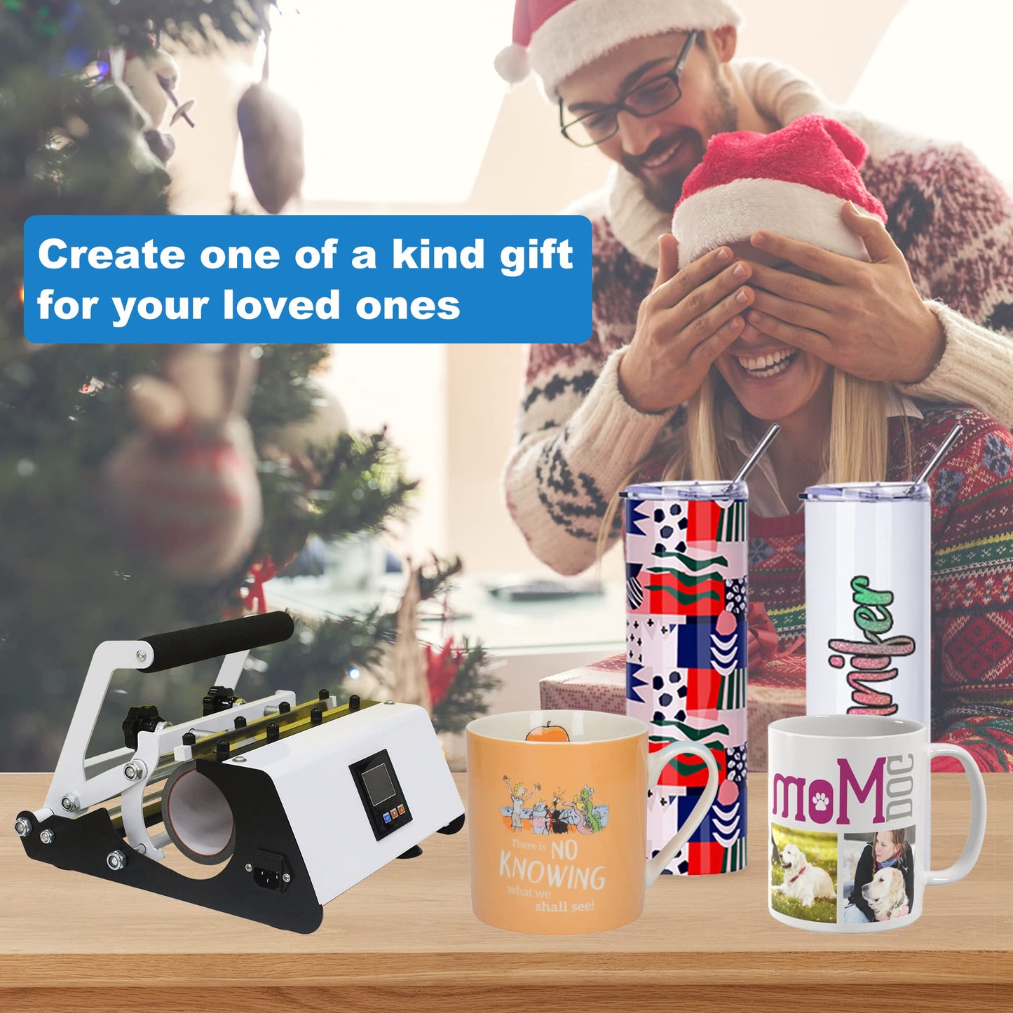 110V Tumbler Heat Press Machine for 30OZ 20OZ, Sublimation Blanks Straight Skinny Glass Cups 11OZ-15OZ Ceramic Mugs DIY Heat Transfer Print, 20 Sheets Paper & Heat Resistant Tape Gloves ( White )