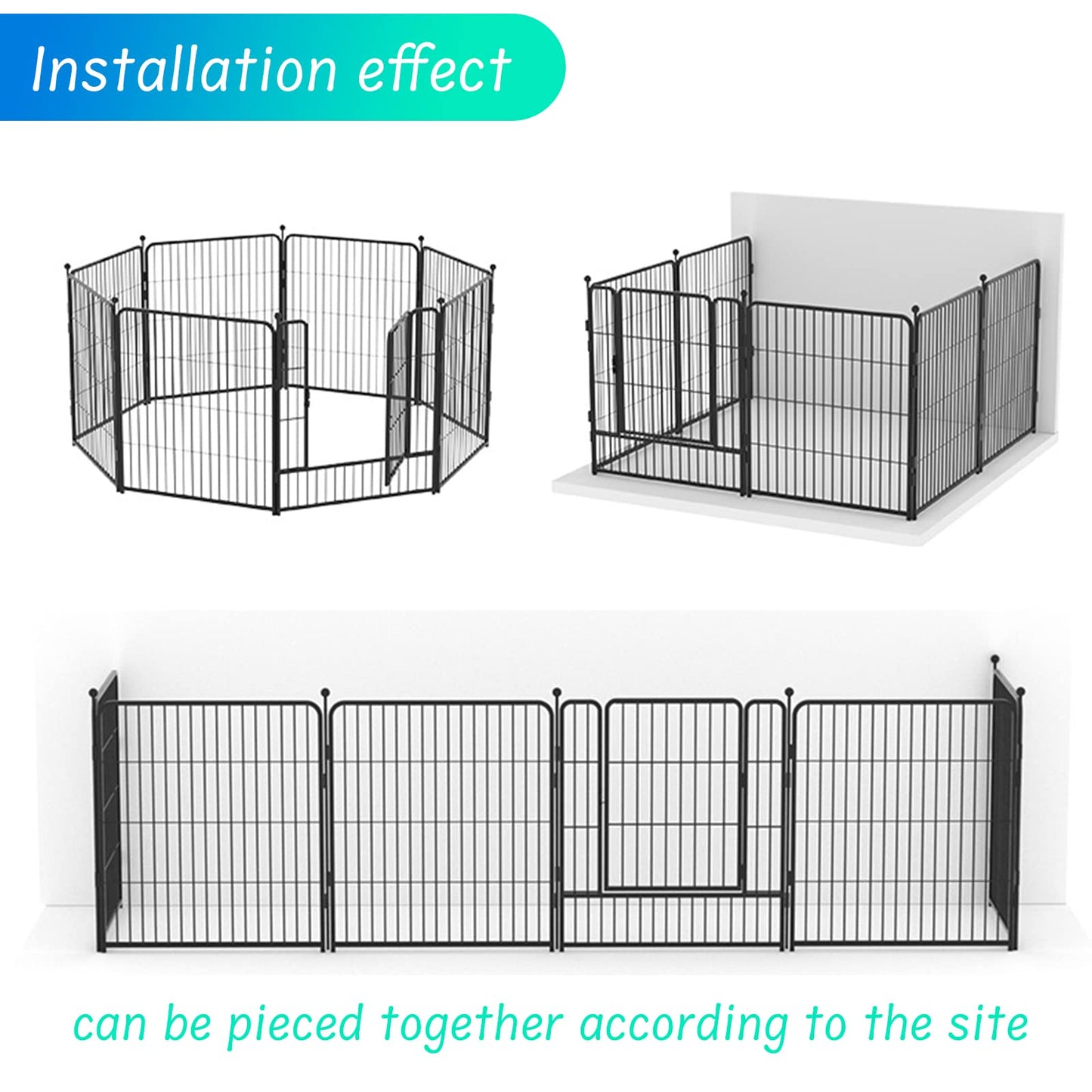Dog Playpen, 8/16 Panels Dog Pen 32" Height Metal Pet Pen Dog Fence Exercise Pen with Doors for Large/Medium/Small Dogs, Foldable & Portable Animal Pen for Indoor / Outdoor Use