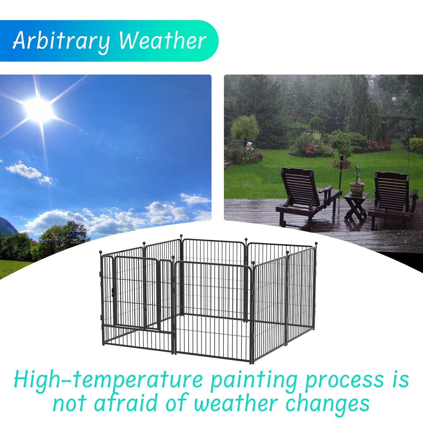 Dog Playpen, 8/16 Panels Dog Pen 32" Height Metal Pet Pen Dog Fence Exercise Pen with Doors for Large/Medium/Small Dogs, Foldable & Portable Animal Pen for Indoor / Outdoor Use