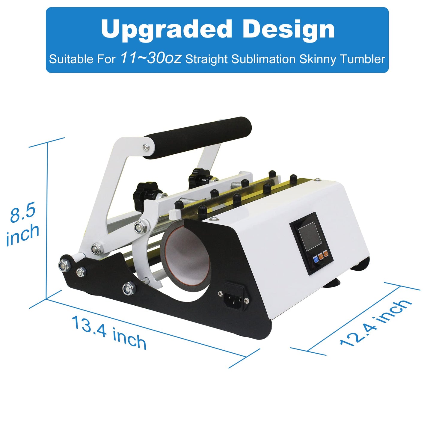 110V Tumbler Heat Press Machine for 30OZ 20OZ, Sublimation Blanks Straight Skinny Glass Cups 11OZ-15OZ Ceramic Mugs DIY Heat Transfer Print, 20 Sheets Paper & Heat Resistant Tape Gloves ( White )