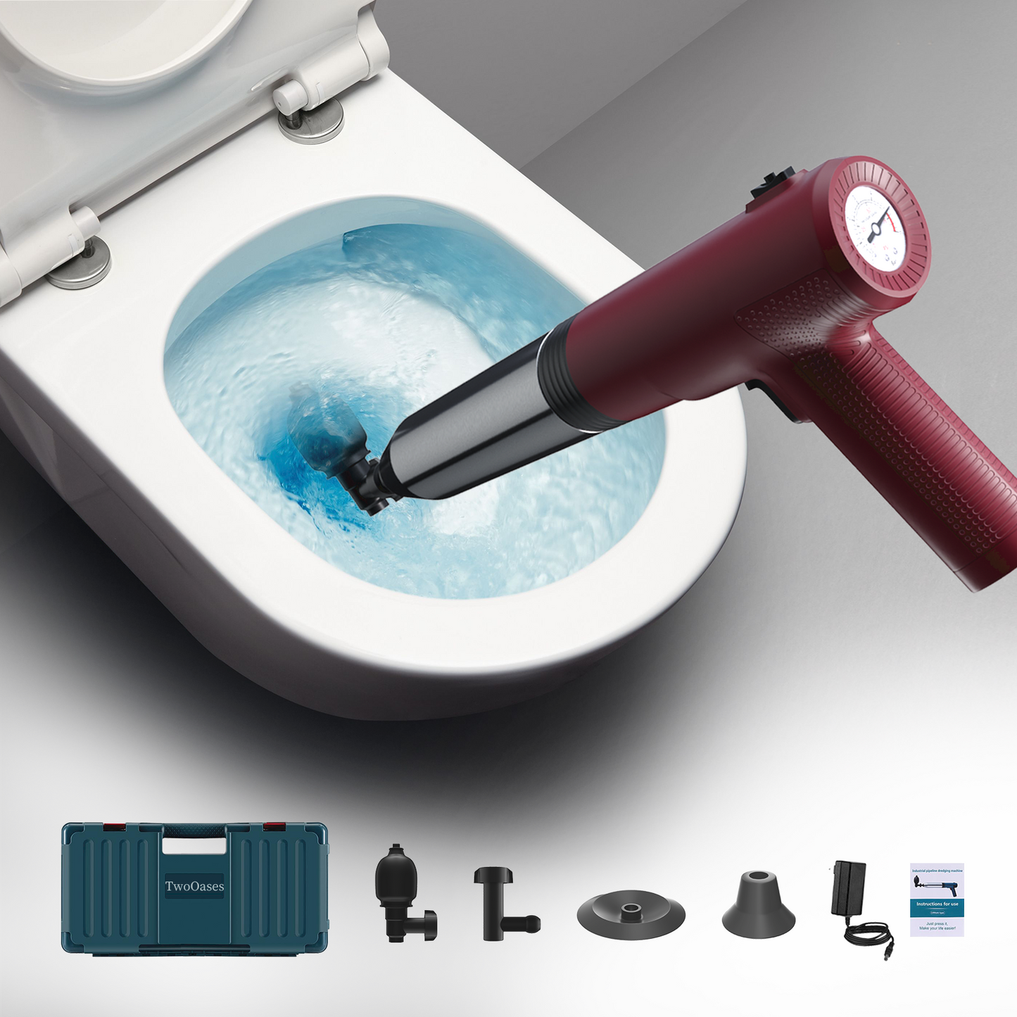 Electric Plunger For Toilet, High Pressure Air Drain Blaster, Dredge Clogged Remover Tool, Heavy Duty Power Plunger With Built-In Battery For Toilet, Sink, Floor Drain, Sewer, Bathroom, Clogged Pipe