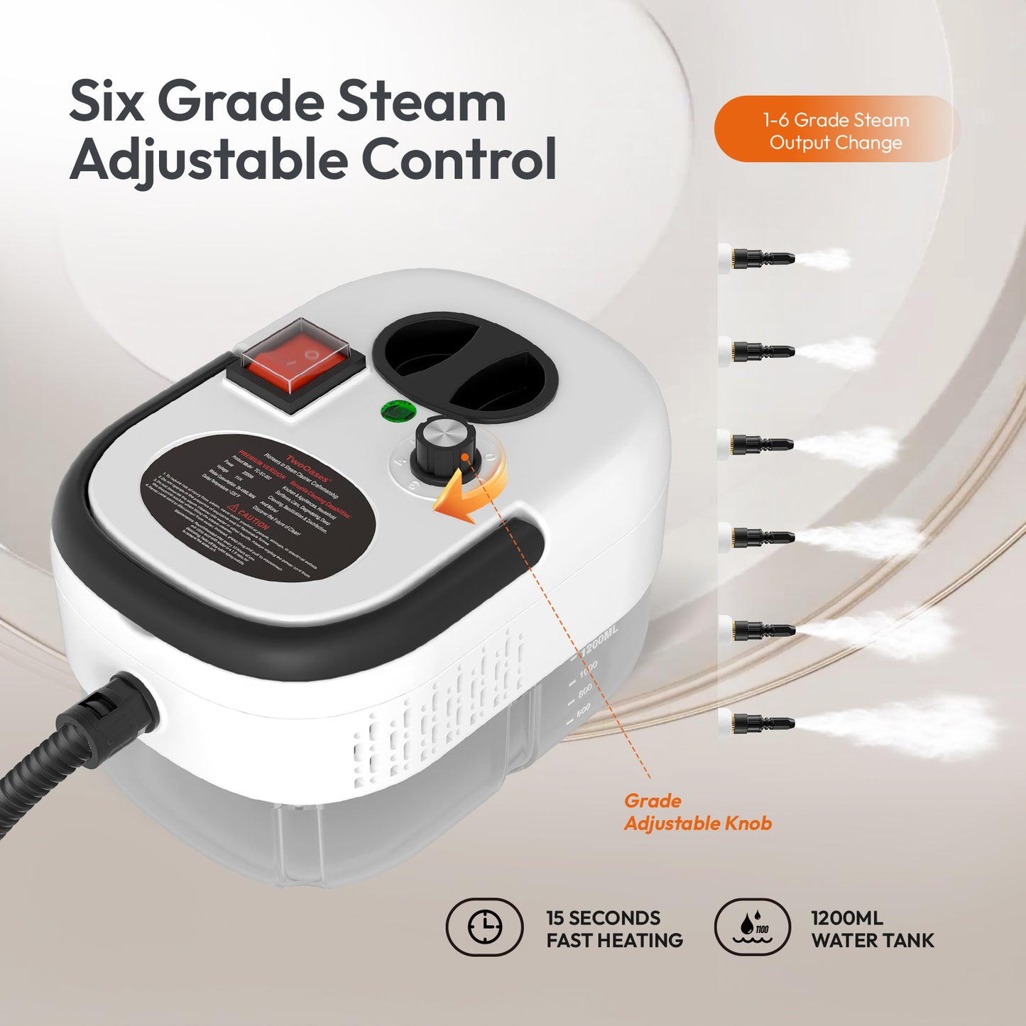 Handheld Steam Cleaner. 2500W Portable High Pressure Steam Cleaner with Multiple Brush Heads, High-Temperature Steam Cleaner for Home Use Kitchen Furniture Bathroom Car (White)