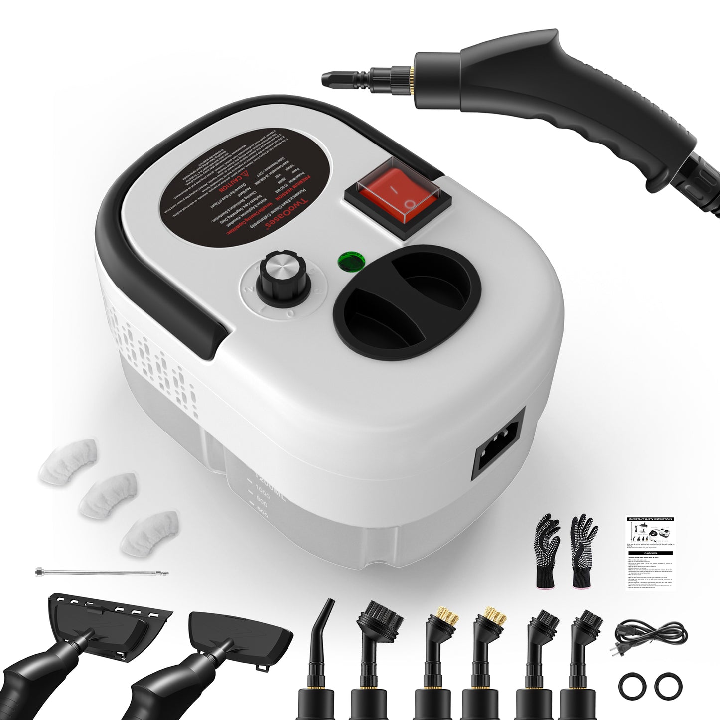Handheld Steam Cleaner. 2500W Portable High Pressure Steam Cleaner with Multiple Brush Heads, High-Temperature Steam Cleaner for Home Use Kitchen Furniture Bathroom Car (White)
