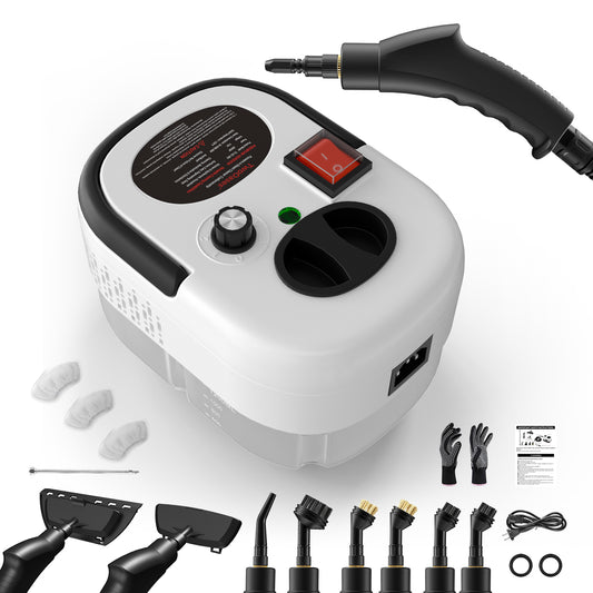 Handheld Steam Cleaner. 2500W Portable High Pressure Steam Cleaner with Multiple Brush Heads, High-Temperature Steam Cleaner for Home Use Kitchen Furniture Bathroom Car (White)