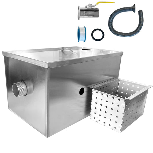 9LBS Commercial Grease Traps Interceptor Grease Trap 5GPM Stainless Steel Grease Trap for Kitchen Restaurant