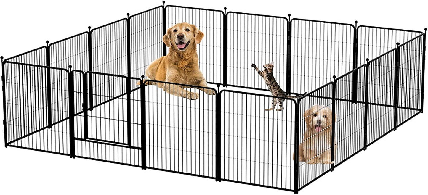 Dog Playpen, 16 Panels Dog Pen 32" Height Metal Pet Pen Dog Fence Exercise Pen with Doors for Large/Medium/Small Dogs, Foldable & Portable Animal Pen for Indoor/Outdoor Use