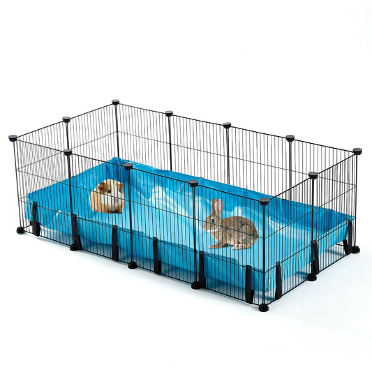 Guinea Pig Cage 48" x24'' with Bottom Mat, 8 Sq Ft Expandable Guinea Pig Playpen with Waterproof PVC Liner Small Animals Indoor House Cage for Hamster Hedgehog Bunny (12 x Cage Panels)