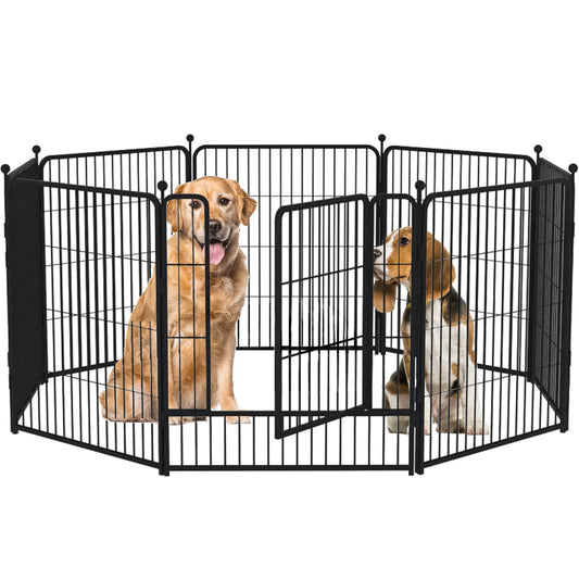 Dog Playpen, 8/16 Panels Dog Pen 32" Height Metal Pet Pen Dog Fence Exercise Pen with Doors for Large/Medium/Small Dogs, Foldable & Portable Animal Pen for Indoor / Outdoor Use