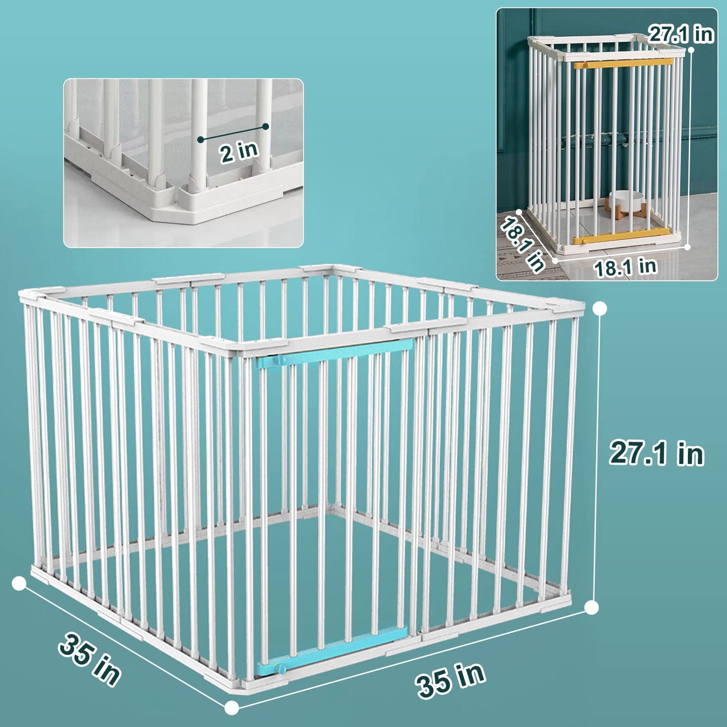 Pet Dog Playpen,DIY Small Animal Playpen,27.5-inch Tall Pet Pen Fence Enclosure with Gate for Indoor & Outdoor Portable Yard Fence (8 Panels)