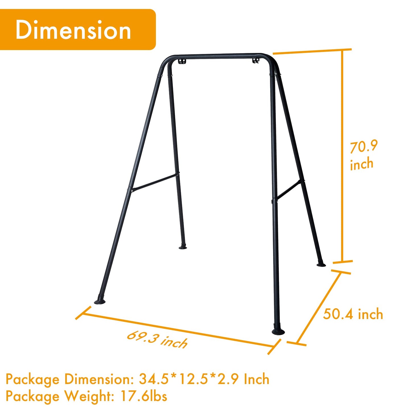 Metal Frame Full Steel Swing Stand, Hold up to 440 lbs, Outdoor or Indoor Hanging Swing Stand only, Swings not Included Black