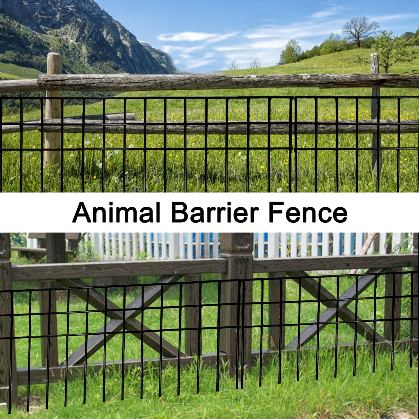 10 Pack Animal Barrier Fence, 24x15 Inch Underground Pet Dog Fence Underground Decorative Garden Fencing with 1.5 inch Spike Spacing for Outdoor Garden Yard Patio