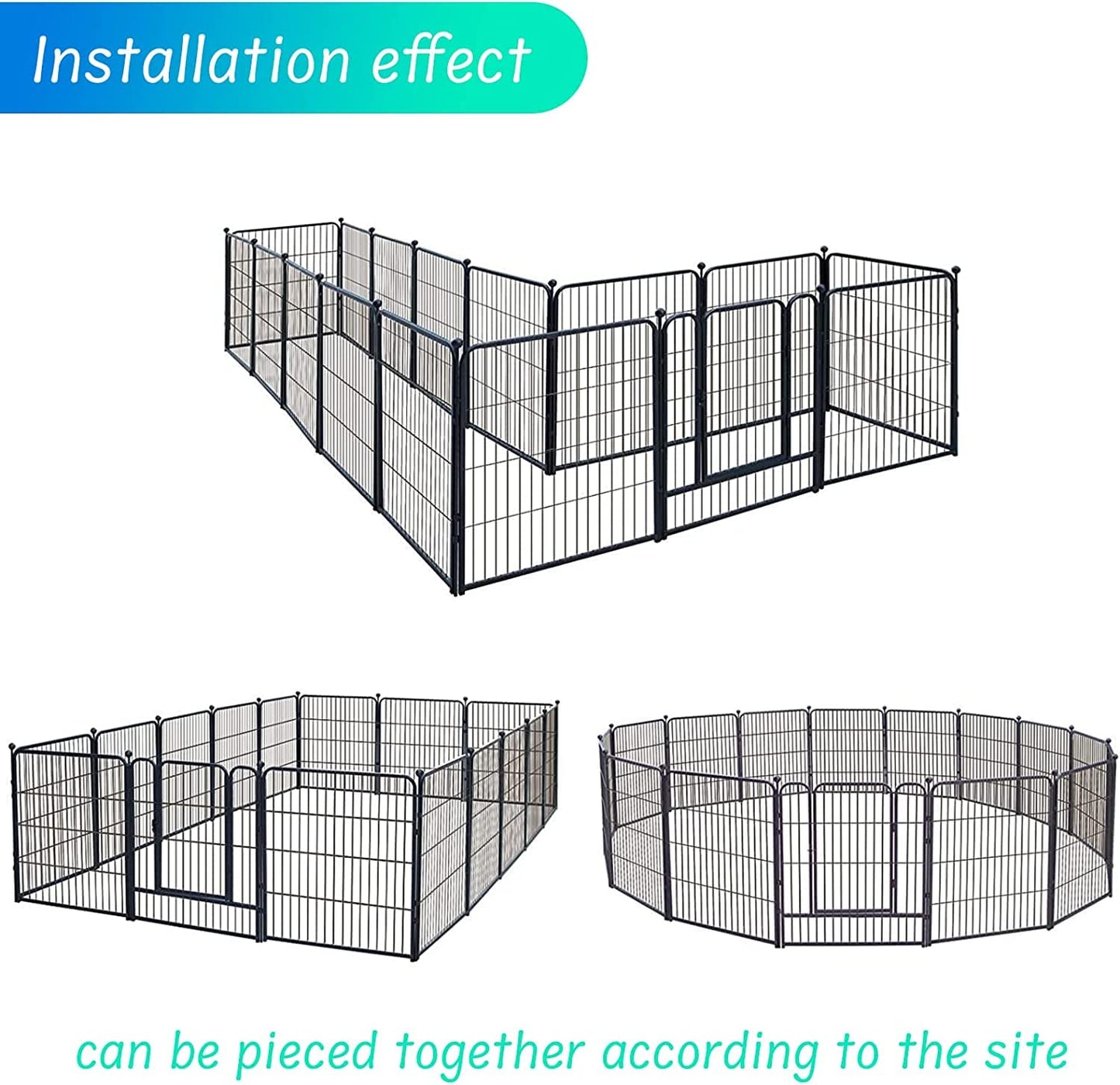 Dog Playpen, 16 Panels Dog Pen 32" Height Metal Pet Pen Dog Fence Exercise Pen with Doors for Large/Medium/Small Dogs, Foldable & Portable Animal Pen for Indoor/Outdoor Use