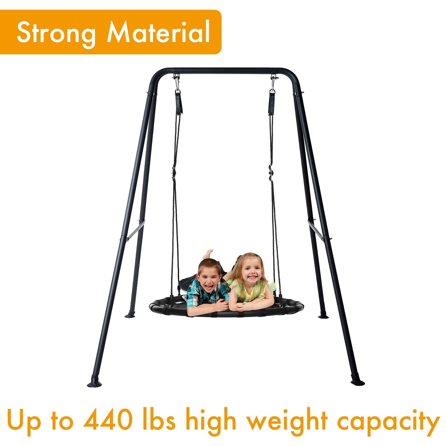 Metal Frame Full Steel Swing Stand, Hold up to 440 lbs, Outdoor or Indoor Hanging Swing Stand only, Swings not Included Black