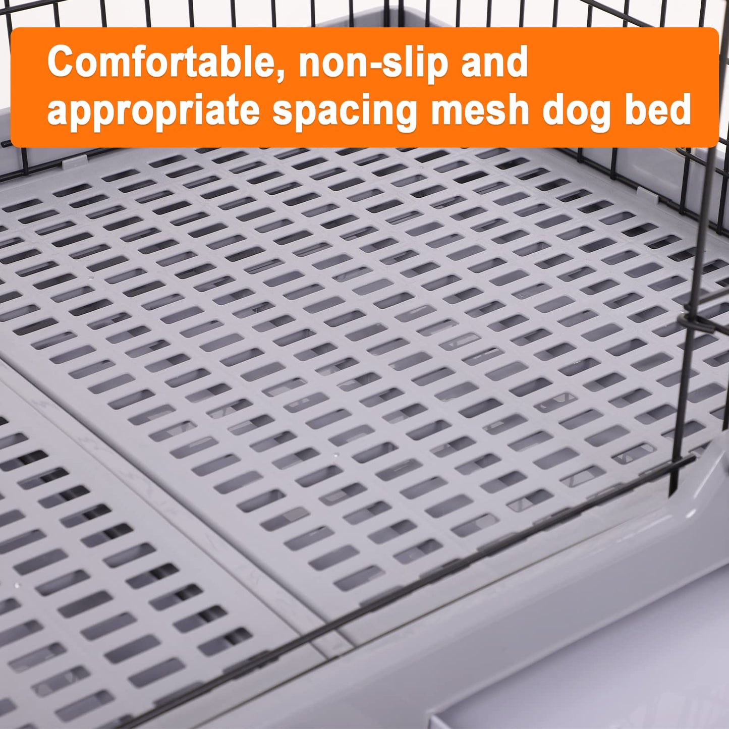 Cat Dog Crate Pet Kennel Steel Wire Small Animal Crate for Rabbit with Drawer Leak-Proof Tray, Double Door, 29 Inch